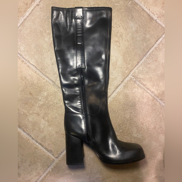 NWT Free People Naomi Tall Leather Blocked Boots in Black Size 10 - Picture 11 of 12
